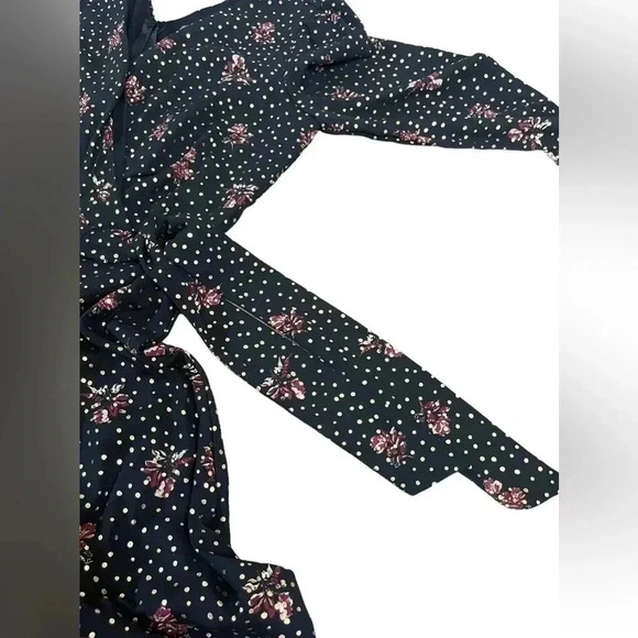 Kate & Mallory Black Gold Floral Long Sleeve V-Neck Maxi Dress Women’s size XS - Picture 9 of 16